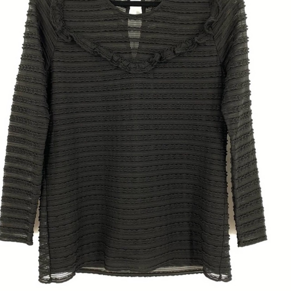 Parker Carmen Long Sleeve Black Fitted Lace Top - Picture 2 of 2